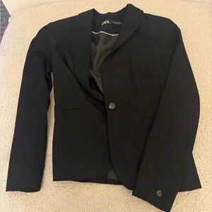 Zara Black Single-Button Tailored Blazer